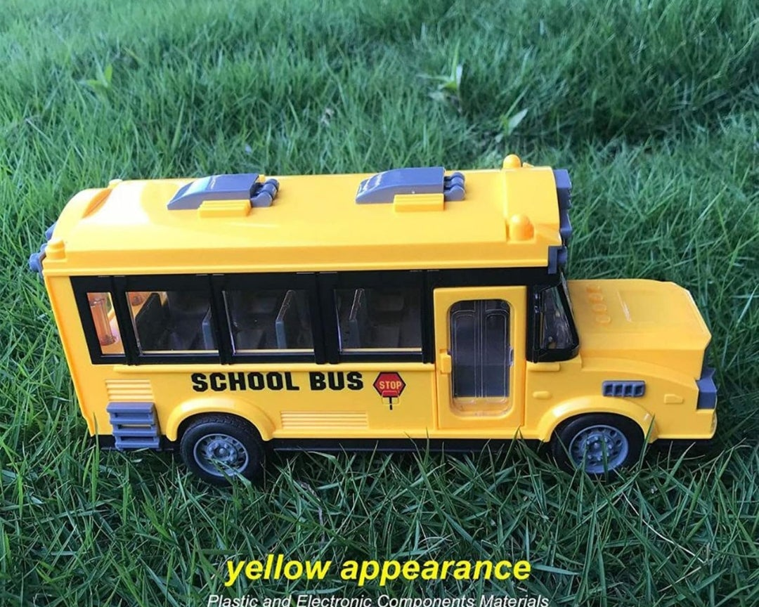 Remote Control School Bus, Open and Close Door, LED Lights RC Bus, Yellow