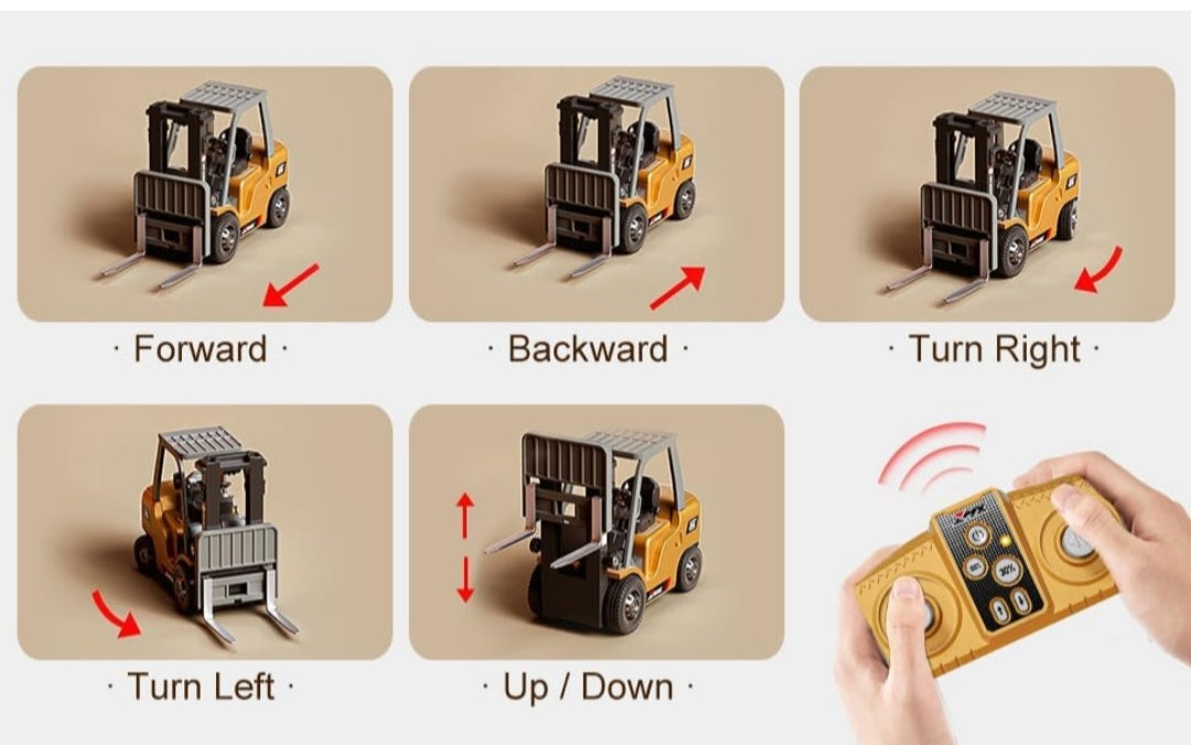 Mini RC Forklift Toy for Kids | 1:64 Scale Remote Control Forklift with Lifting Forks |