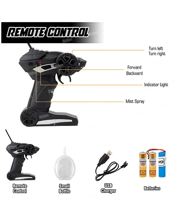 Remote Control Rock Crawler Water Mist Spray High Speed RC Car For Boys & Girls USB Rechargeable