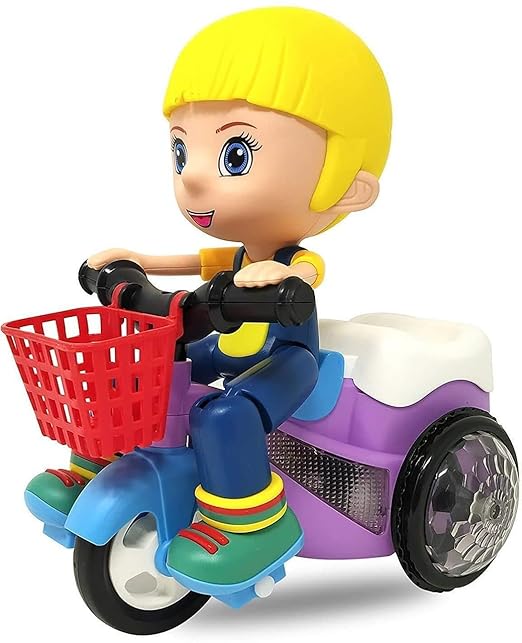 Stunt Bicycle Bump and Go Kids Toy with 4D Lights, Dancing Toy, Battery Operated Toy