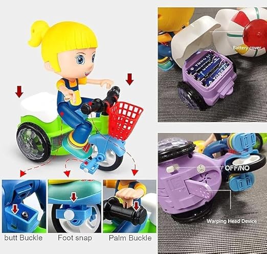 Stunt Bicycle Bump and Go Kids Toy with 4D Lights, Dancing Toy, Battery Operated Toy