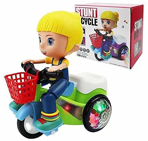 Stunt Bicycle Bump and Go Kids Toy with 4D Lights, Dancing Toy, Battery Operated Toy