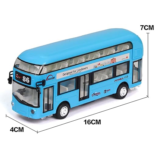 Diecast Metal Alloy London Bus Double Decker Bus Light & Music Open Door Collection Buses Toys for Boy Kids