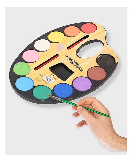 Kids DIY Painting Color Mixing Artist Palette with 12 Water Color
