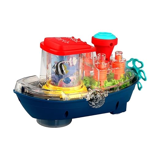 Educational Gear Land Ship Mechanical Play Toy with Moving Gears, Rotating Wheels, Interactive Design for Kids