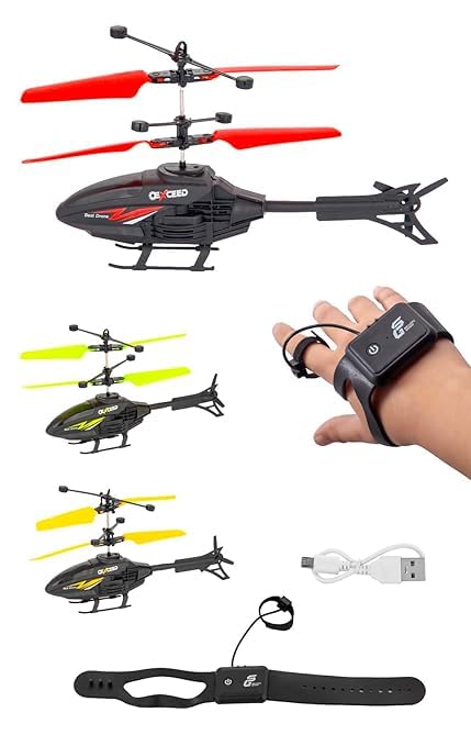 Flying Helicopter with Hand Induction Watch | Electronic Radio RC Remote Control Toy
