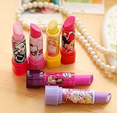 Girl's Cartoon Lipstick Shaped Eraser 6 Pcs