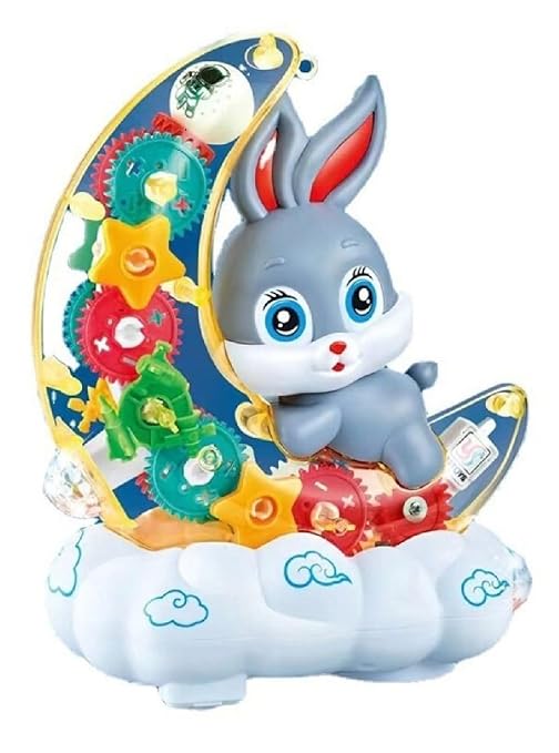 Gear Display Transparent Moon Rabbit Toy for Kids