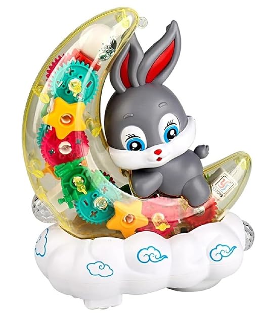 Gear Display Transparent Moon Rabbit Toy for Kids