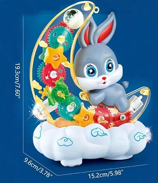 Gear Display Transparent Moon Rabbit Toy for Kids