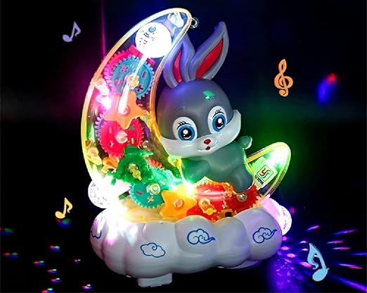 Gear Display Transparent Moon Rabbit Toy for Kids