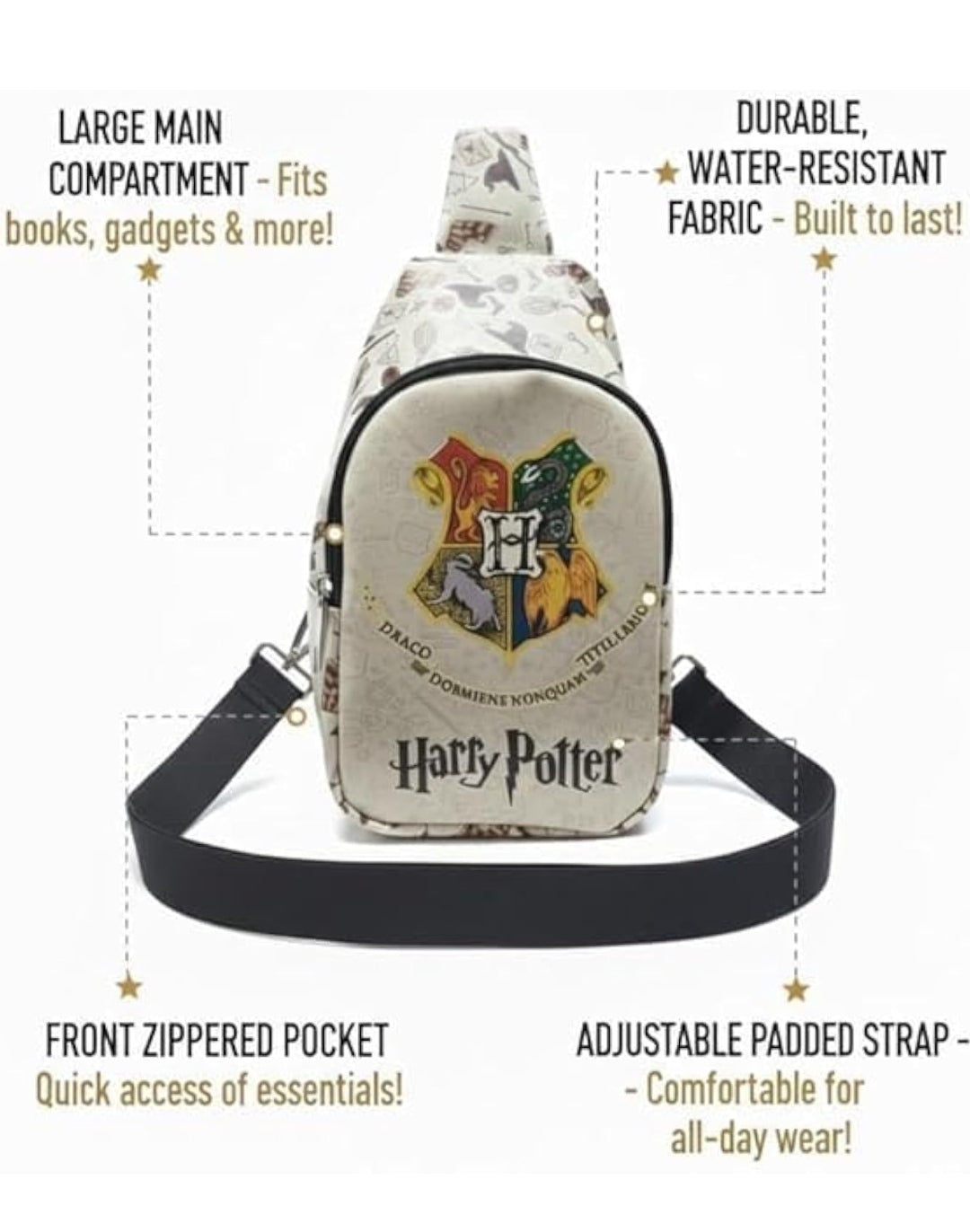 Harry Potter Themed Faux Leather Chest Sling Bag