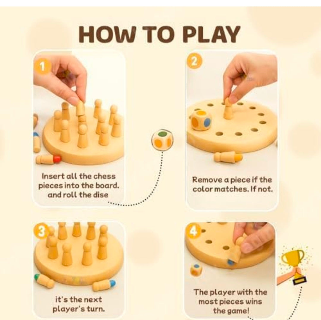 Memory chess game wooden