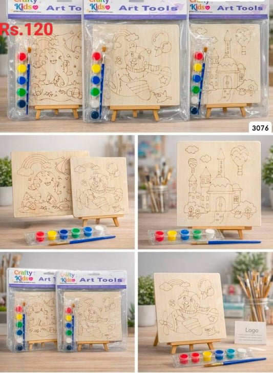 Canvas painting 3 sheets with stand and colours