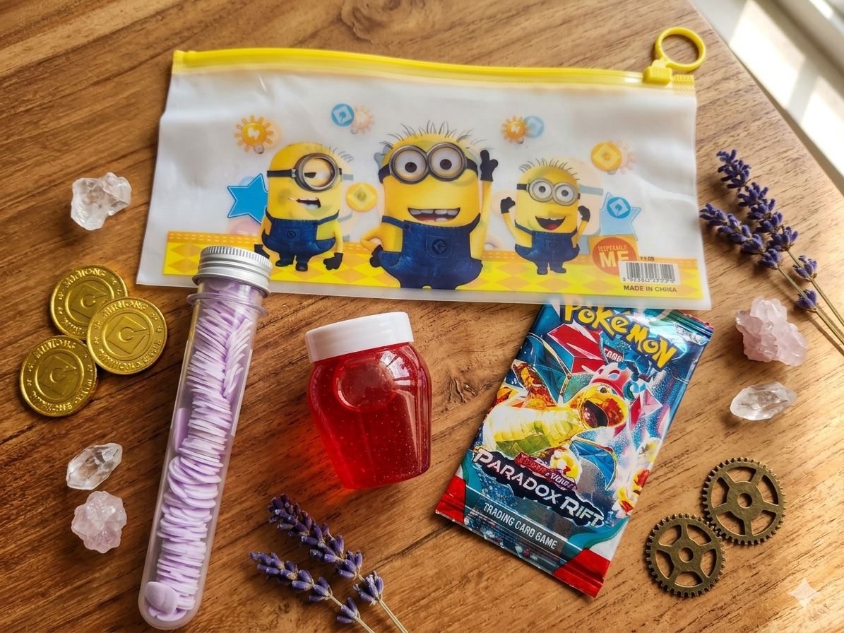 Combo of slime + paper soap + pokemon card + pouch