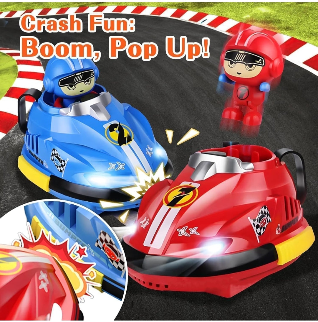 Go Kart Racing Cars Set, 2.4GHz Rechargeable RC Bumper Cars with LED