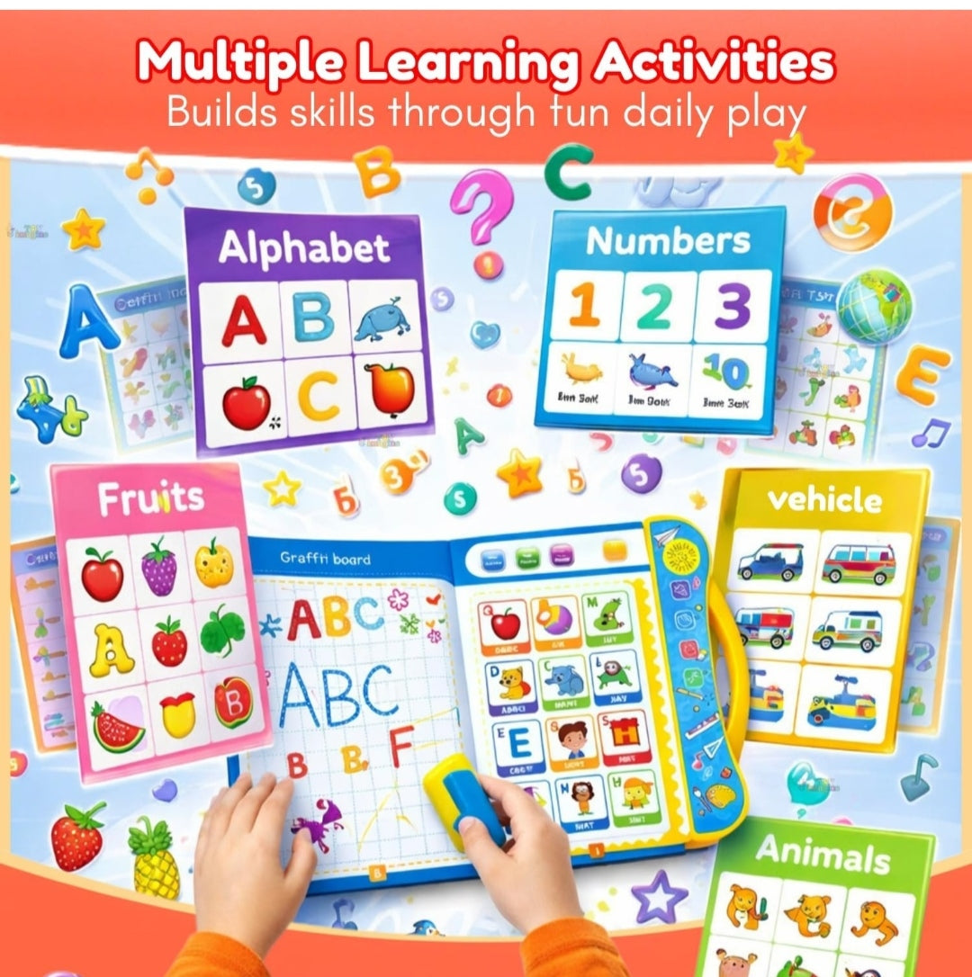 Electronic Educational Musical Phonetic Learning Interactive Children's ABC Letters, Words, Numbers, Shapes, Sound Colorful Talking Book