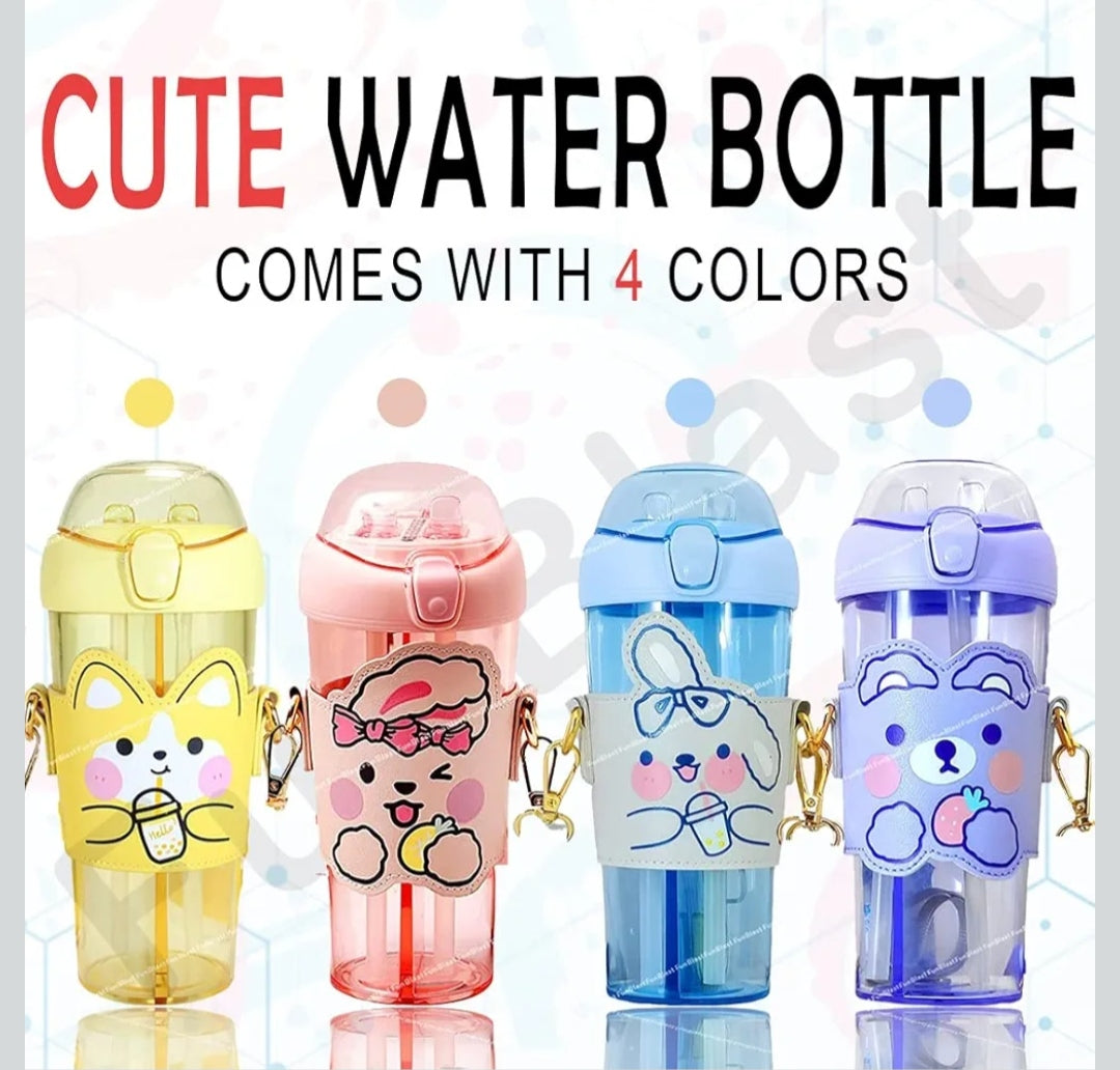 Sipper Bottle for Kids – 2 in 1 Water Bottle, Tumbler with Straw and Sipper with Adjustable Strap, BPA Free Water Bottle, School Bottle for Kids (530 ML) (Pink)