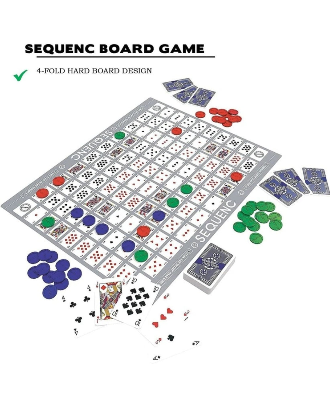 Sequence, Strategy Game, Card Game, Board Game for Kids, Adults, Families, Educational, 2 to 12 Players