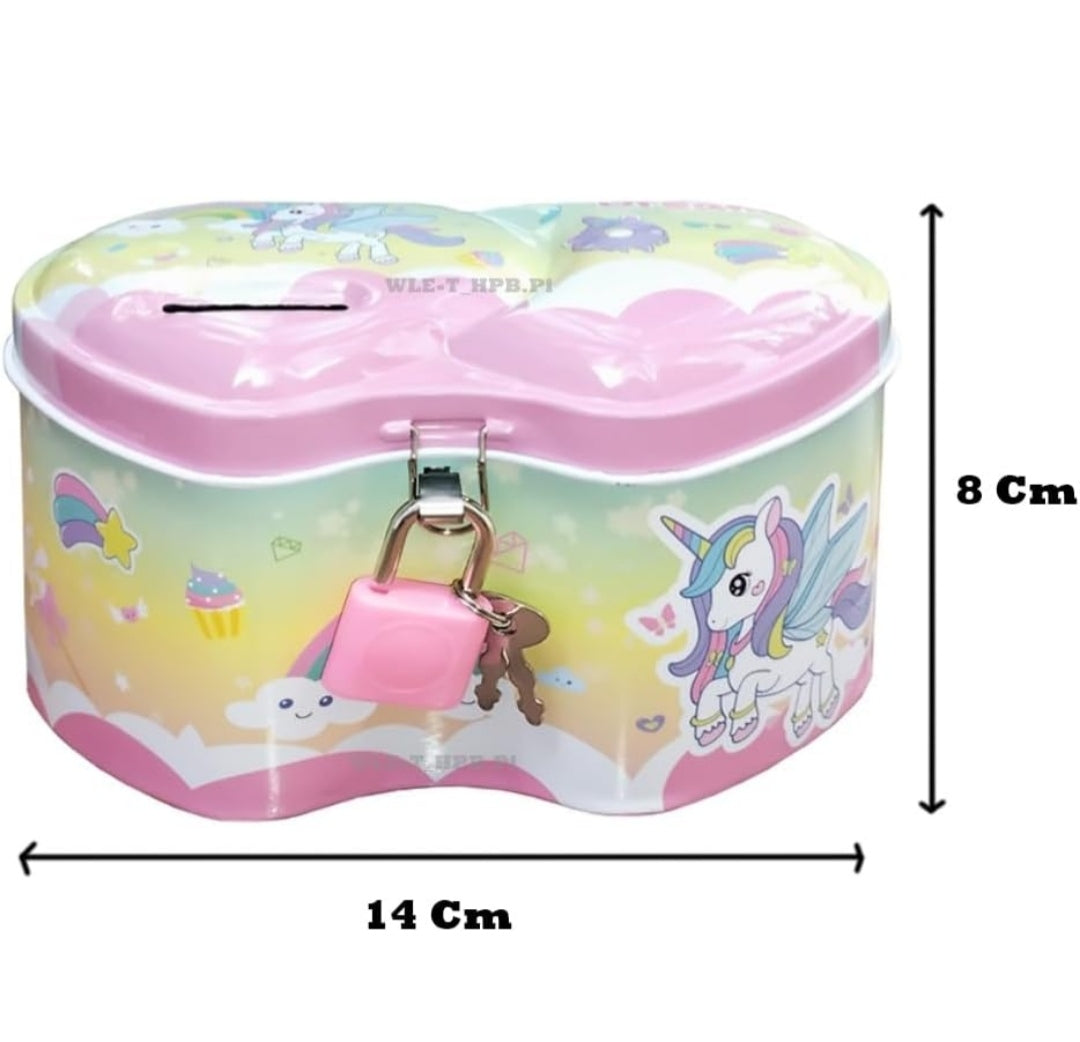 Heart shape money bank with lock and key