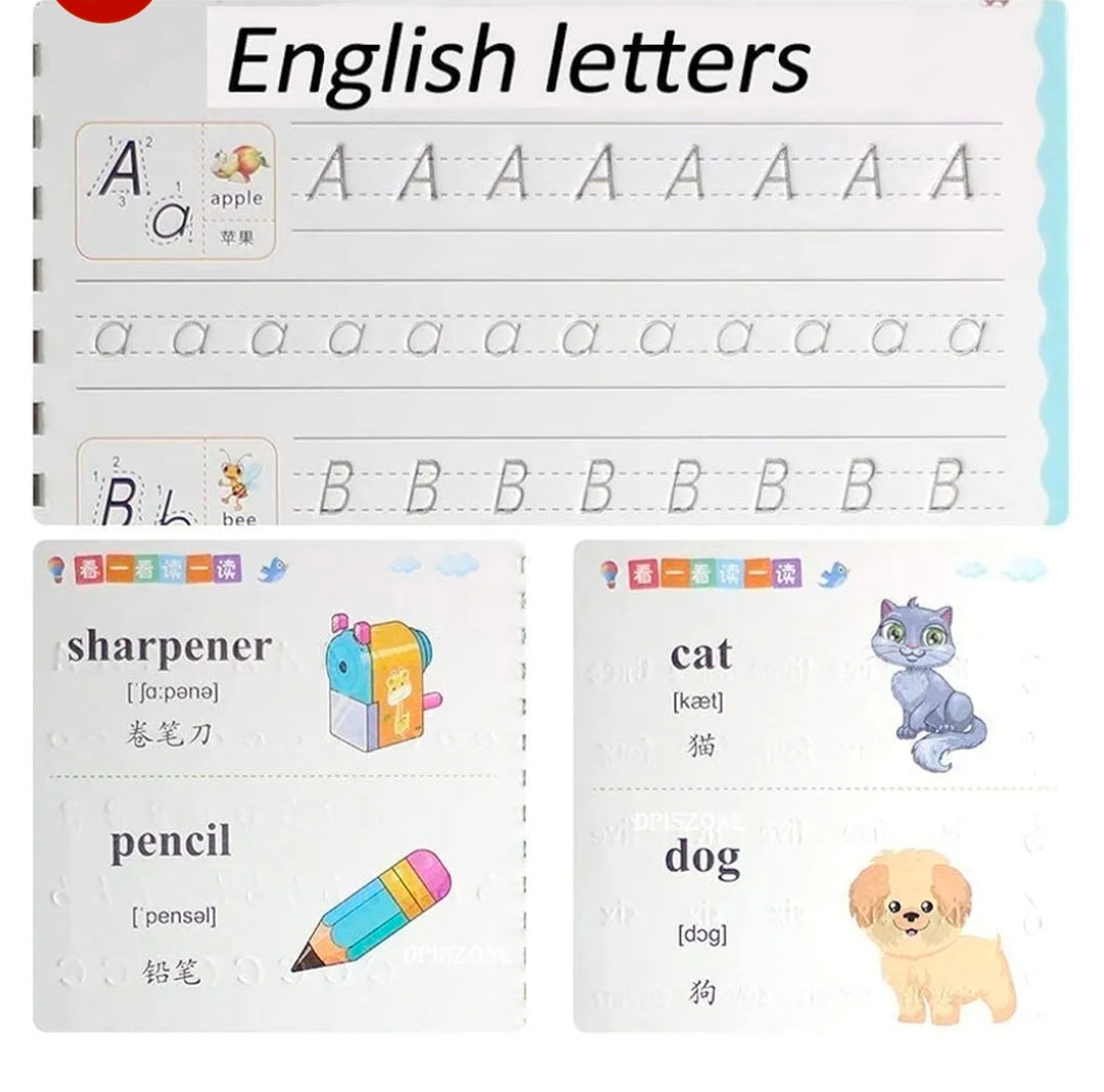 Sank Magic Practice Copybook, (4 BOOK + 10 REFILL+ 1 Pen +1 Grip) Number Tracing Book