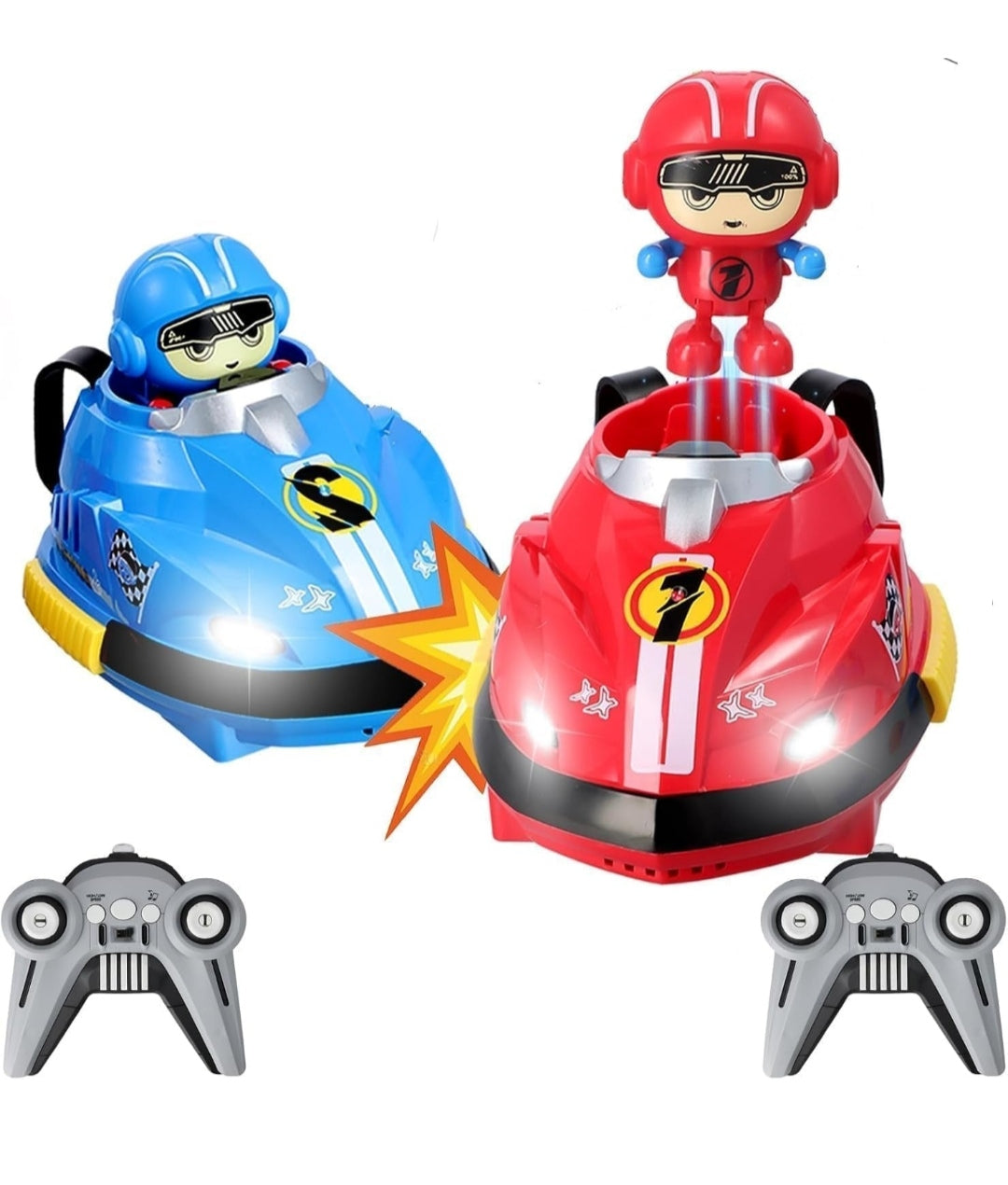 Go Kart Racing Cars Set, 2.4GHz Rechargeable RC Bumper Cars with LED