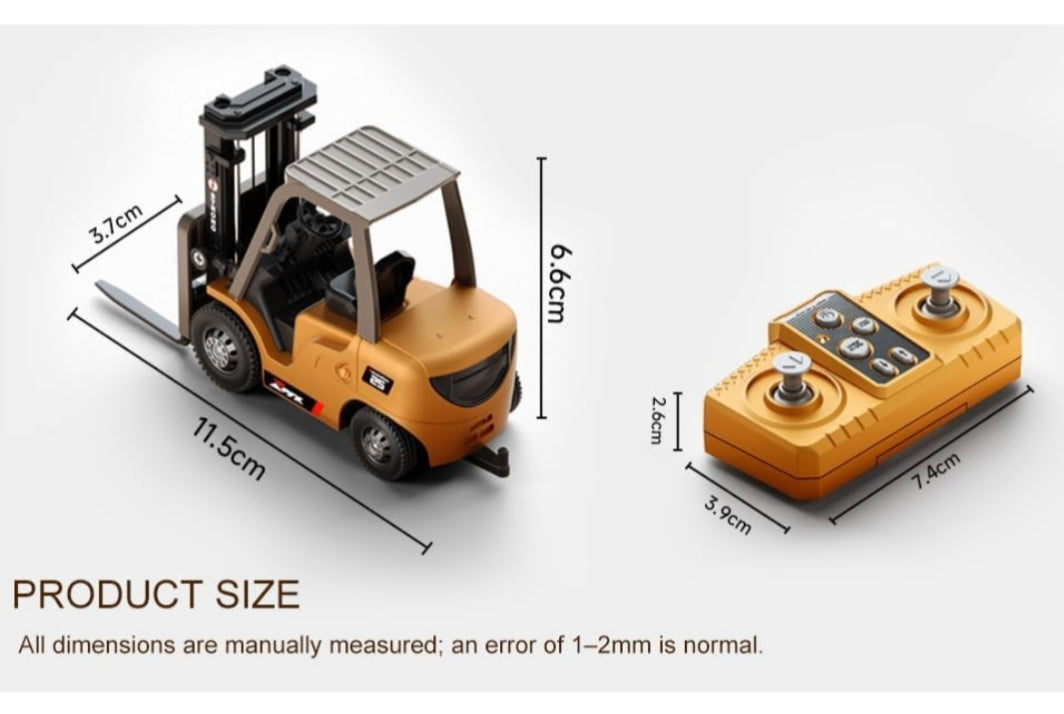 Mini RC Forklift Toy for Kids | 1:64 Scale Remote Control Forklift with Lifting Forks |