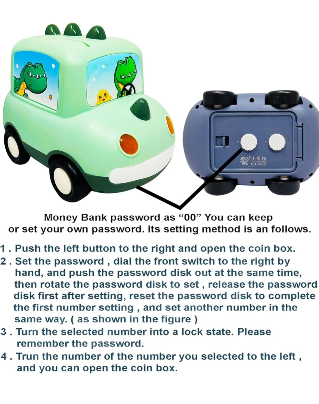 Car Shape Gullak Money Bank with Number Code Lock|Password Protective