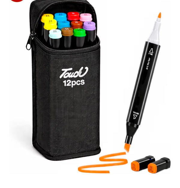 Dual Tip Colorful Art Markers Sketch Pens With Carrying Case