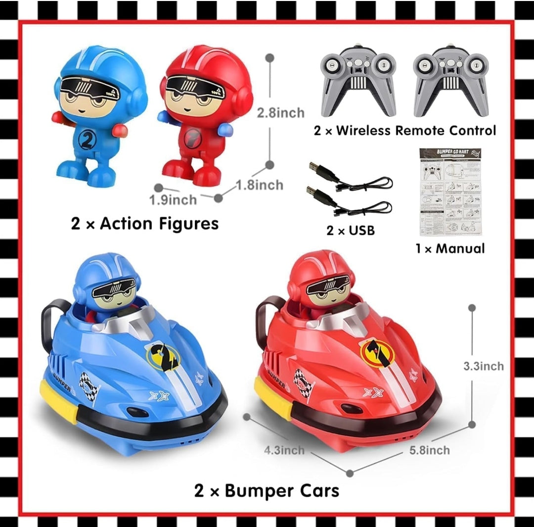 Go Kart Racing Cars Set, 2.4GHz Rechargeable RC Bumper Cars with LED