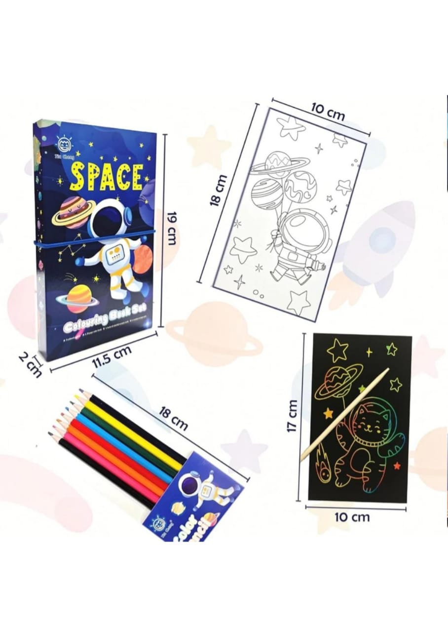 Diary with scratch book + colour book + 12 colour pencils