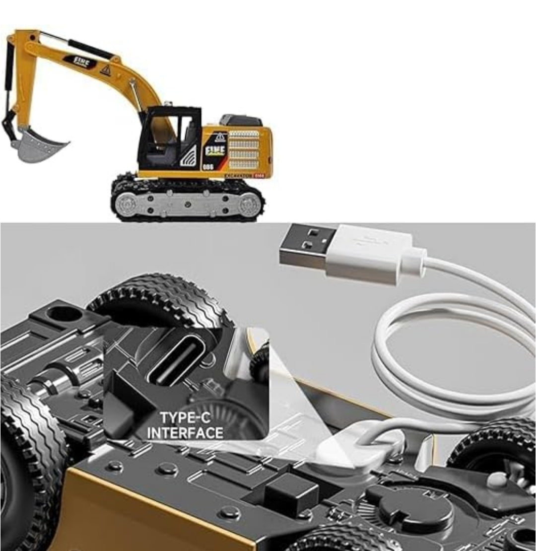 Mini RC Construction Vehicle | 1:64 Scale Die-Cast Metal Body | Remote Control Engineering Toy Vehicle for Kids