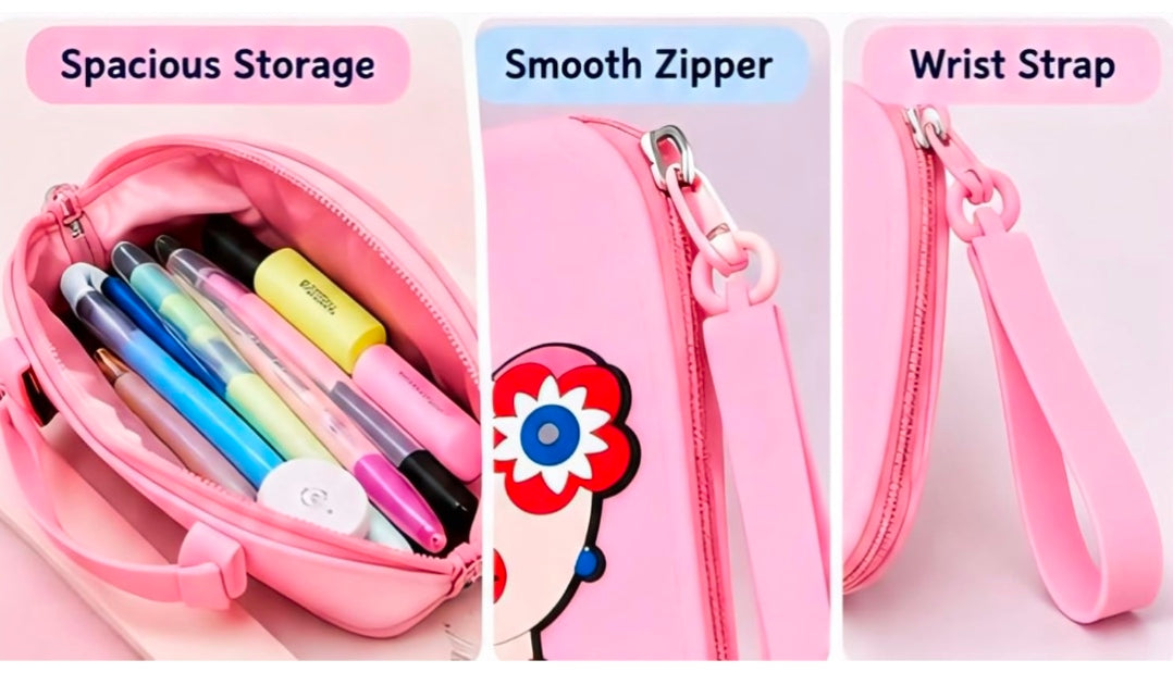 Cute Cartoon Eyeglass Pouch - Silicone Sunglasses Case Wrist Strap