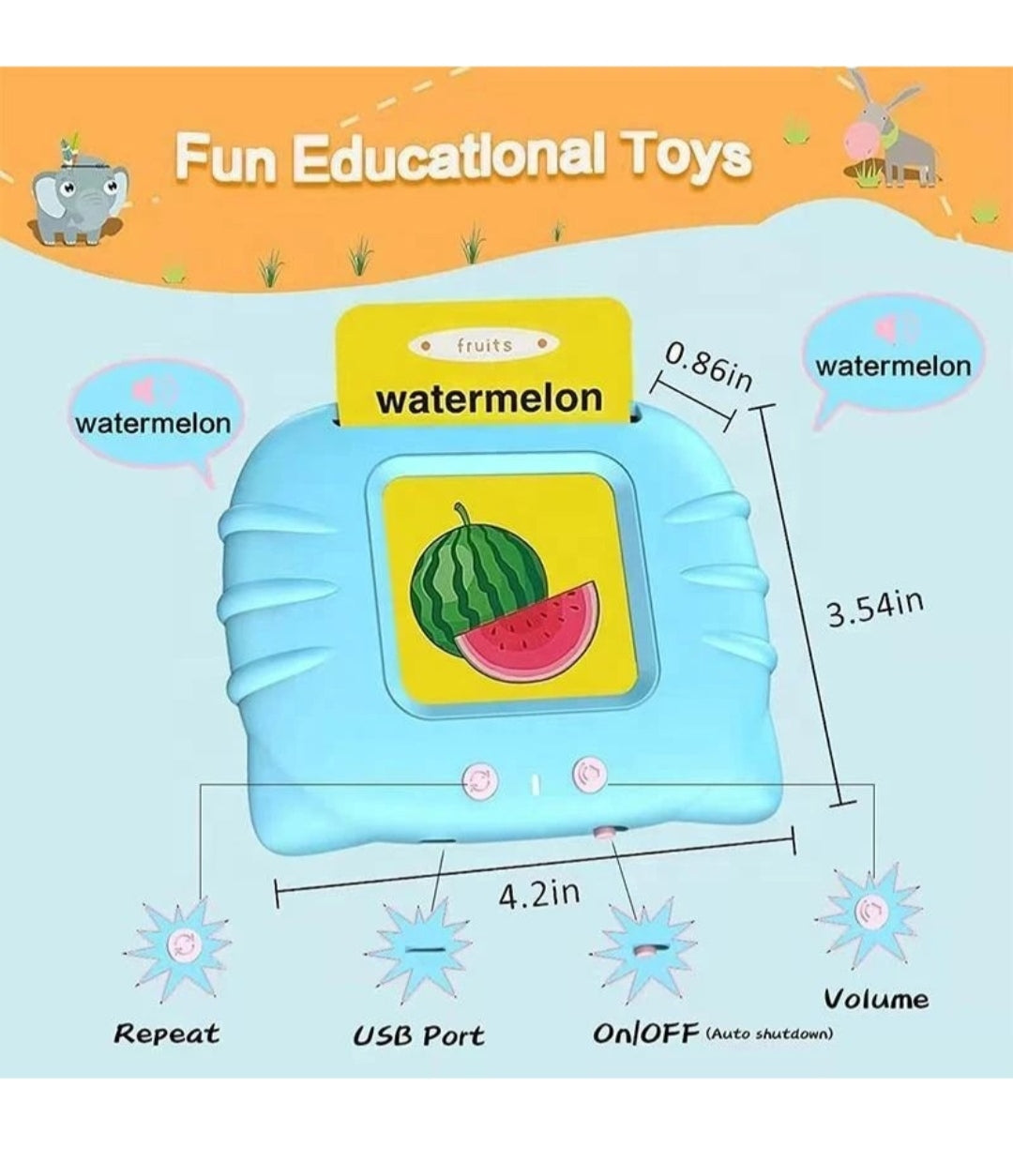 Educational Learning Talking Flash Cards for 2 Year Old Kids Boys Girls Baby Montessori Toys