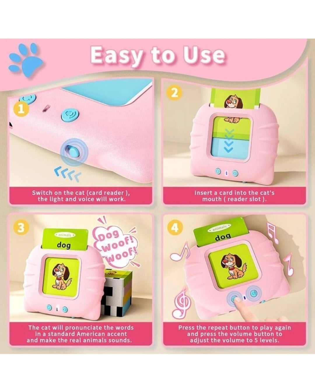 Educational Learning Talking Flash Cards for 2 Year Old Kids Boys Girls Baby Montessori Toys