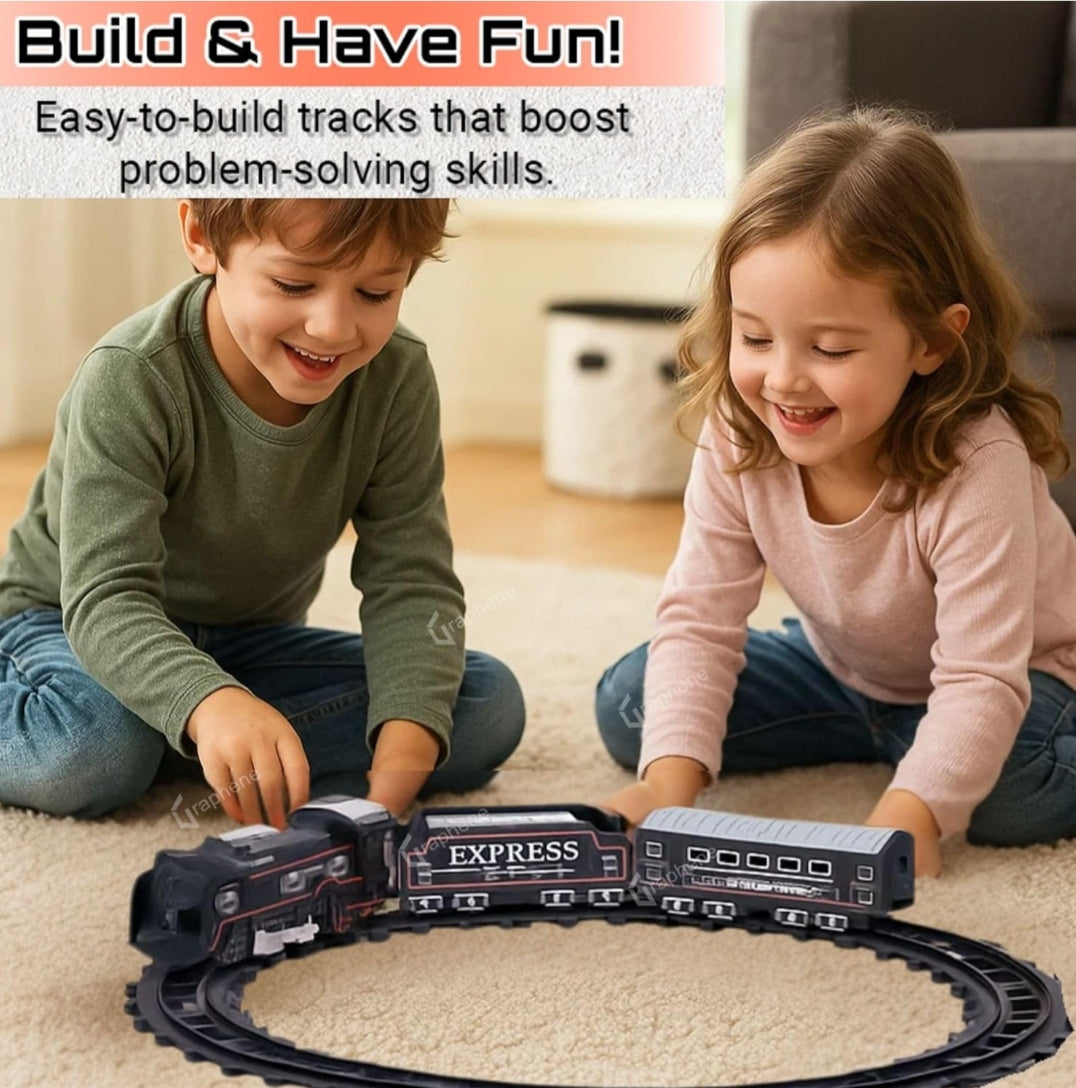 Battery Operated Toy Train Set for Kids 3–7 Years with Led Light Engine