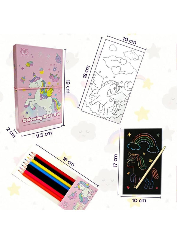 Diary with scratch book + colour book + 12 colour pencils
