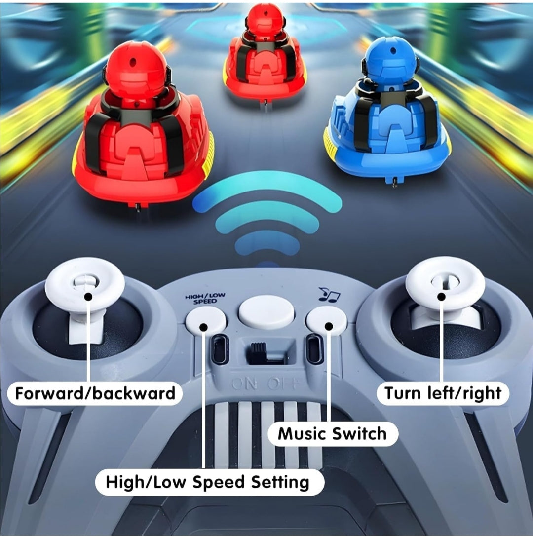 Go Kart Racing Cars Set, 2.4GHz Rechargeable RC Bumper Cars with LED