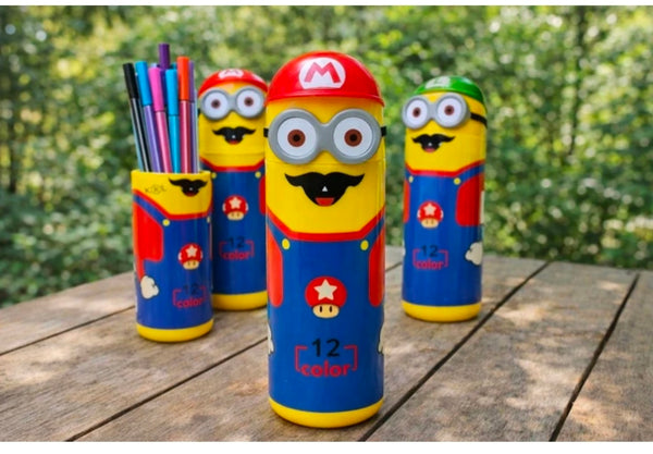 Super Mario Minions 12 Color Sketch Pen Set for Kids - Best Birthday Return Gift