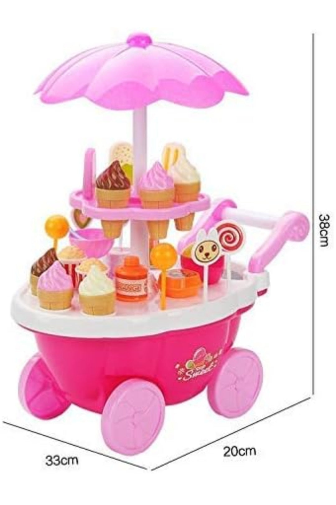 Ice Cream and Sweet Shopping Cart Play Toy Set with Light and Sound Effect for Kids