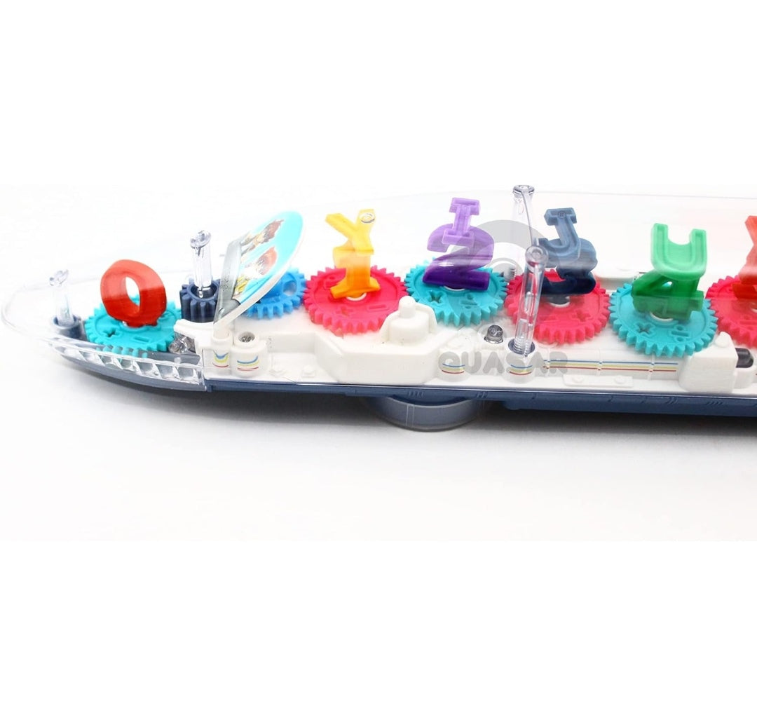 Transparent mechanical gear train toy