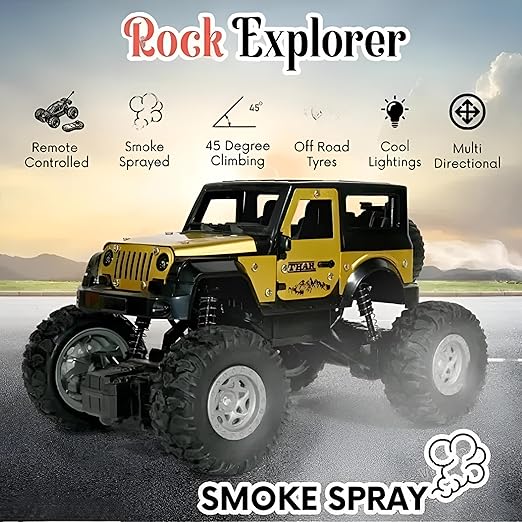 Remote Control Thar Rock Climbing Car for Kids | Rechargeable Off-Road Jeep Toy with Mist Spray
